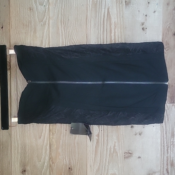 Bebe Small Black Strapless Mini Dress with Lace Sides and Full Zipper NWT - Picture 1 of 8
